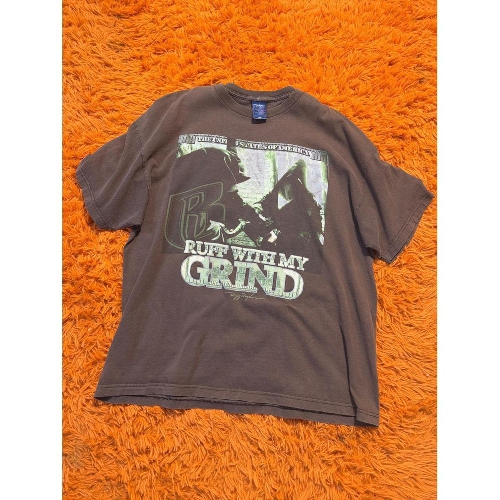 Vintage Ruff Ryders Denim Co T Shirt XXL Brown Ruff With My Grind Hip Hop Y2K